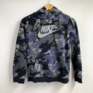 Nike Sportswear Boy's All Over Print Club Fleece Big Kids Printed Hoodie SZ L